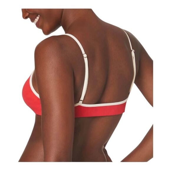 Andie NWT The Bells Sporty Chic Poppy Red With White Trim Bikini Top Extra Large - Picture 2 of 12